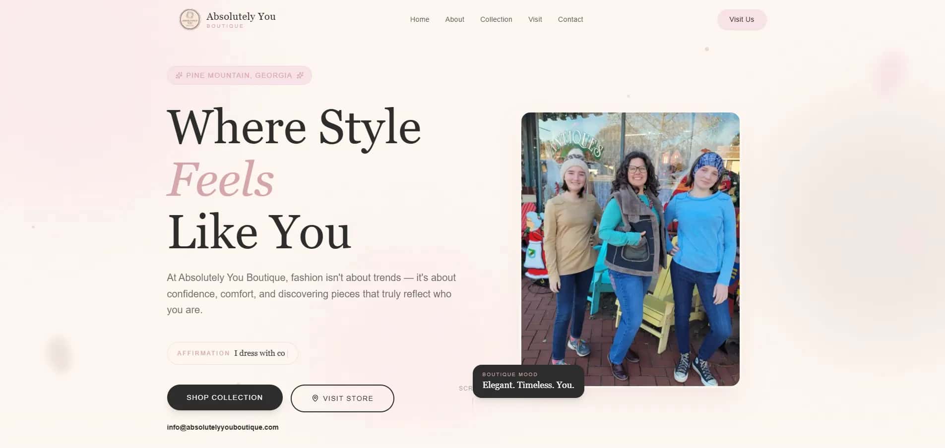 Absolutely You Boutique — Where Style Feels Like You website preview