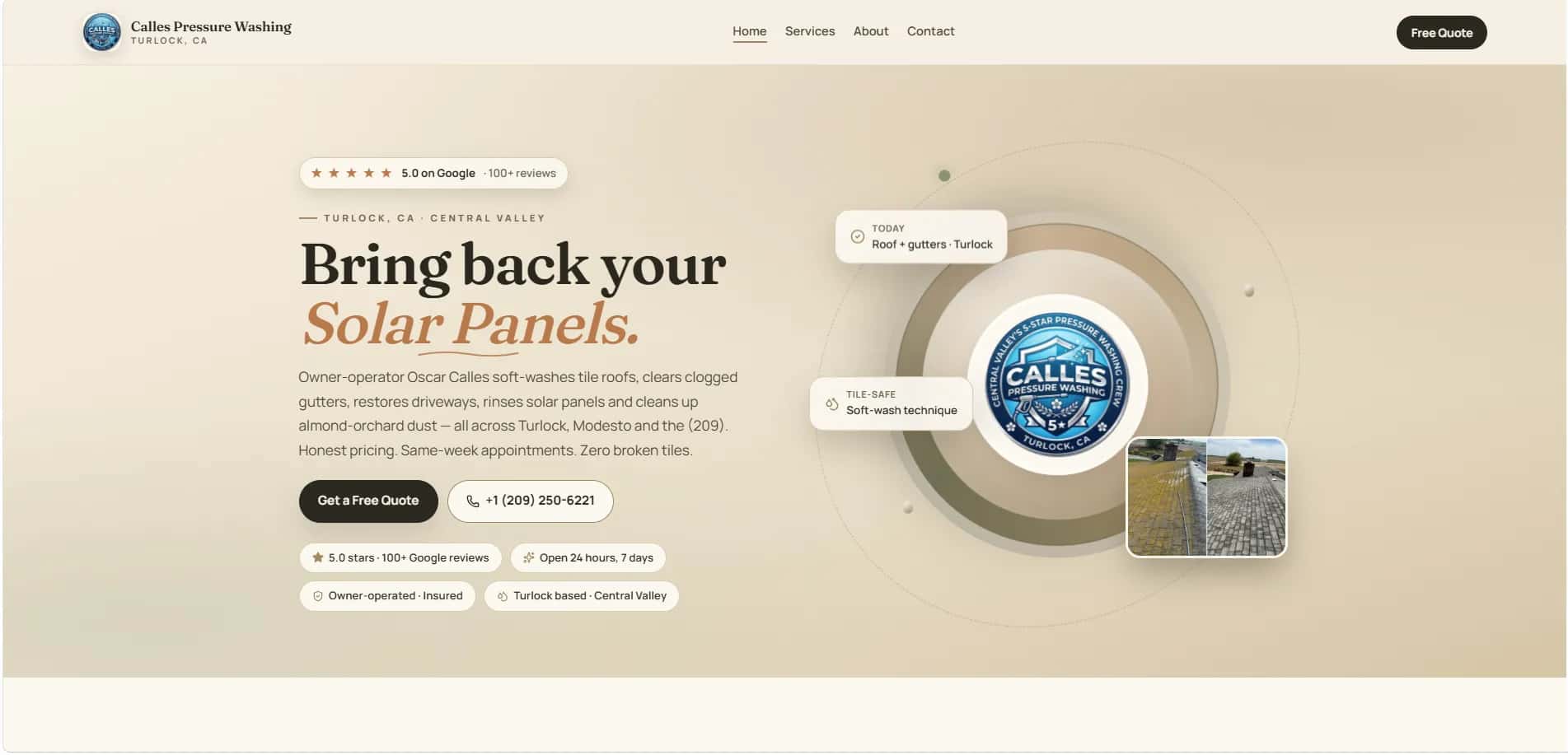 Calle's Pressure Washing — Central Valley's 5-Star Crew website preview