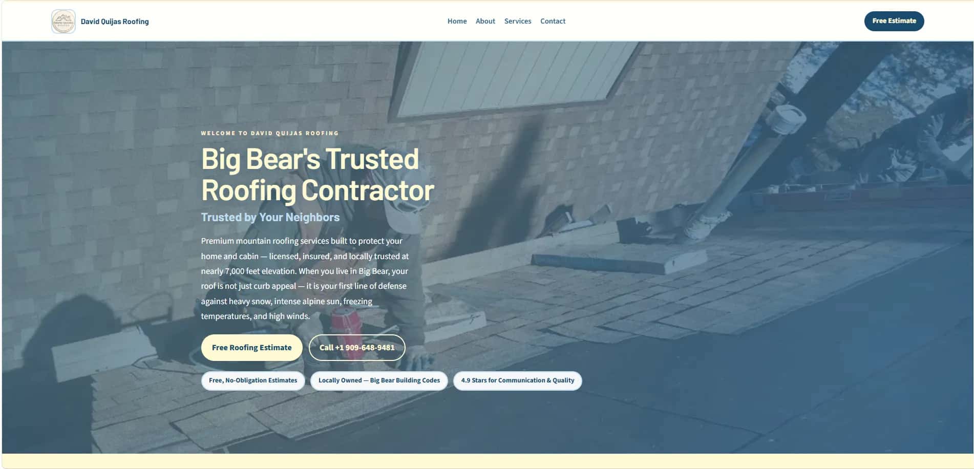 David Quijas Roofing — Big Bear's Trusted Roofing Contractor website preview