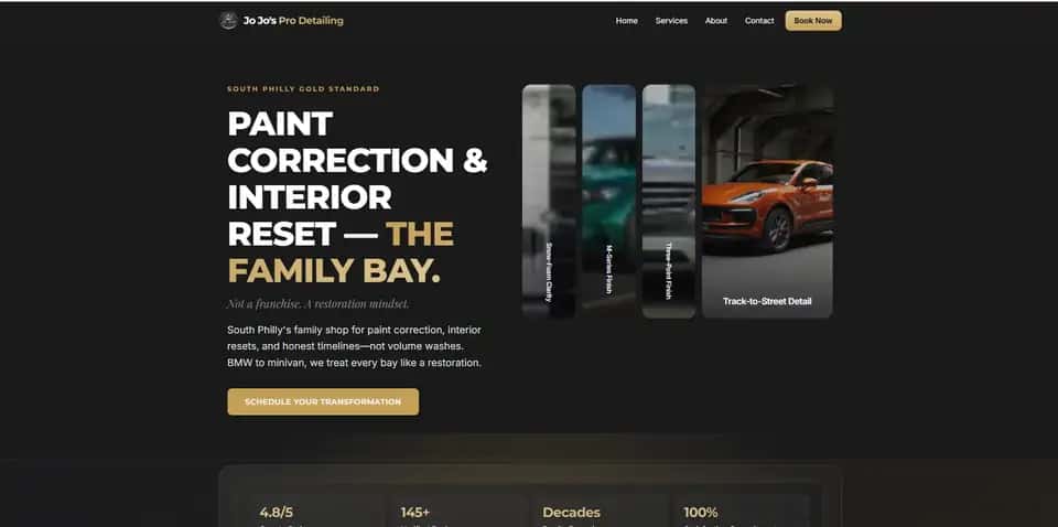 Jo Jo's Pro Auto Detailing — South Philly Gold Standard website preview